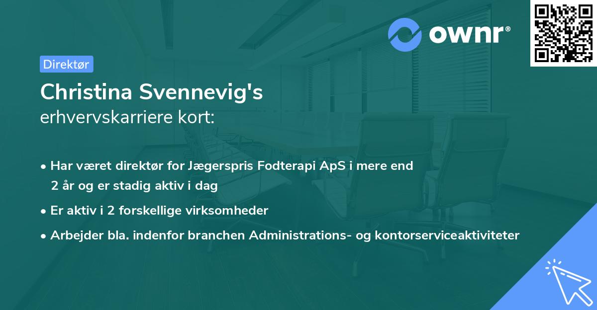 Christina Svennevig's erhvervskarriere kort
