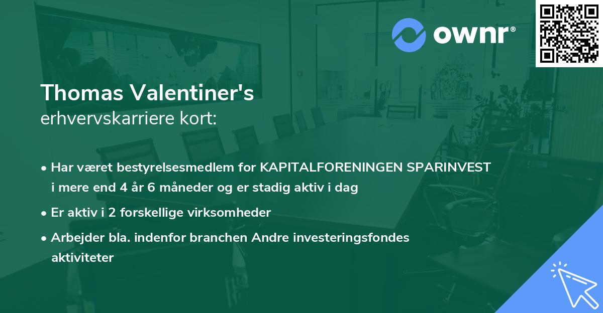 Thomas Valentiner's erhvervskarriere kort
