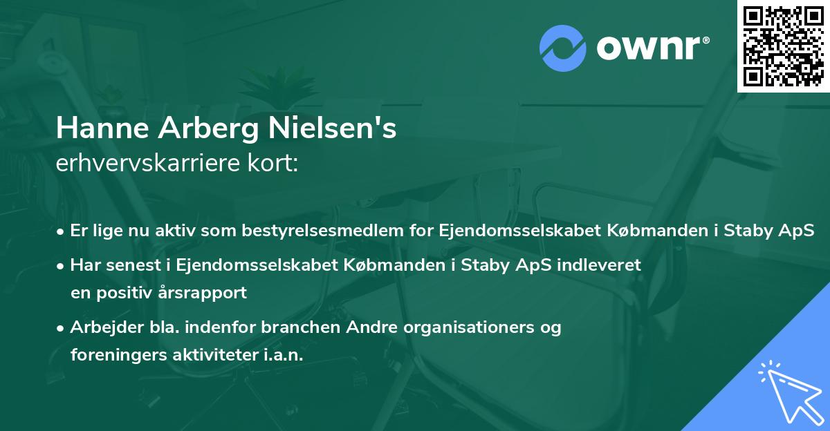 Hanne Arberg Nielsen's erhvervskarriere kort