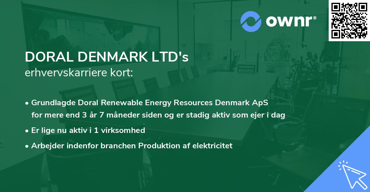 DORAL DENMARK LTD's erhvervskarriere kort