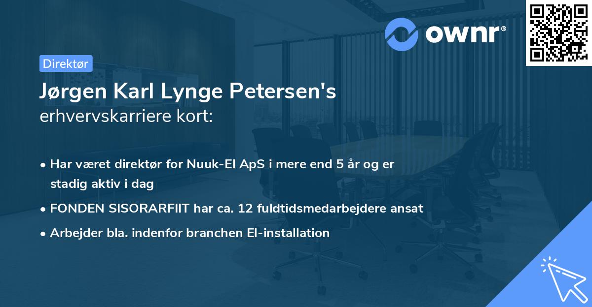Jørgen Karl Lynge Petersen's erhvervskarriere kort