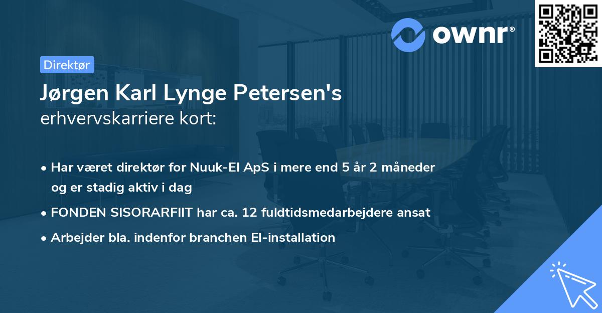 Jørgen Karl Lynge Petersen's erhvervskarriere kort