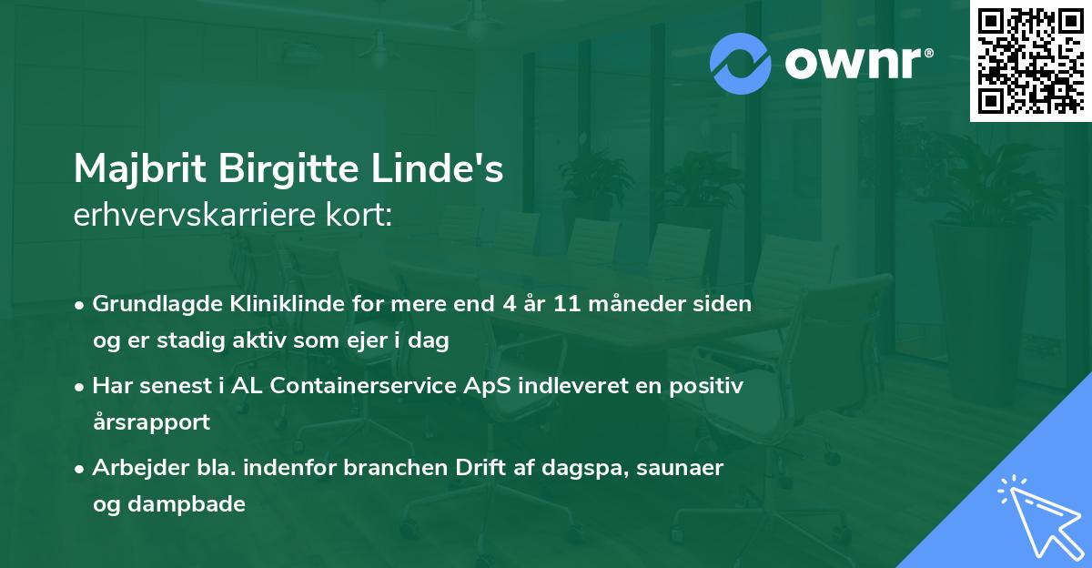 Majbrit Birgitte Linde's erhvervskarriere kort