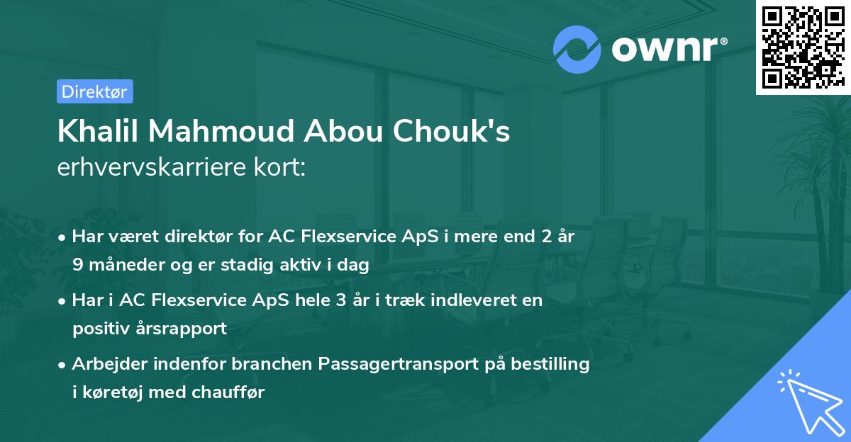 Khalil Mahmoud Abou Chouk's erhvervskarriere kort