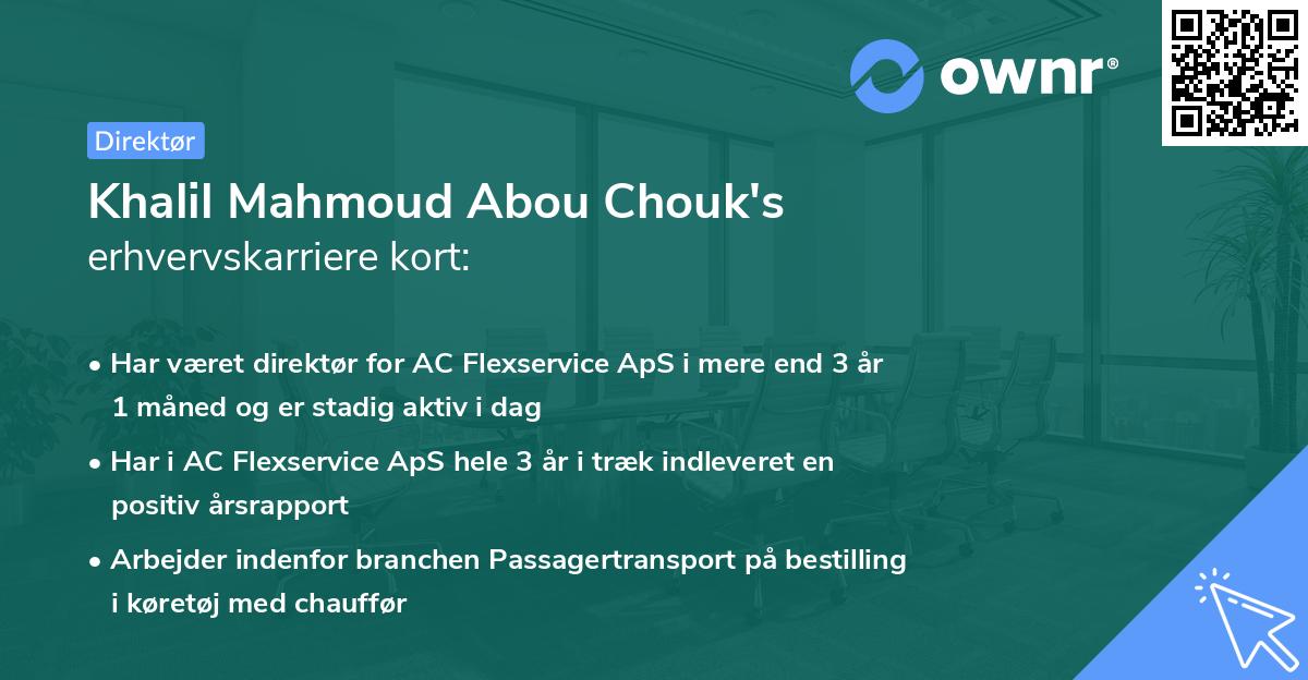 Khalil Mahmoud Abou Chouk's erhvervskarriere kort