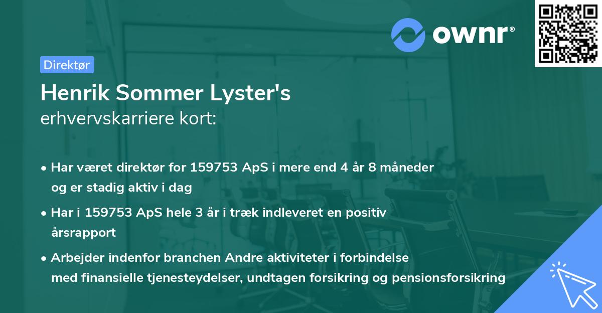 Henrik Sommer Lyster's erhvervskarriere kort