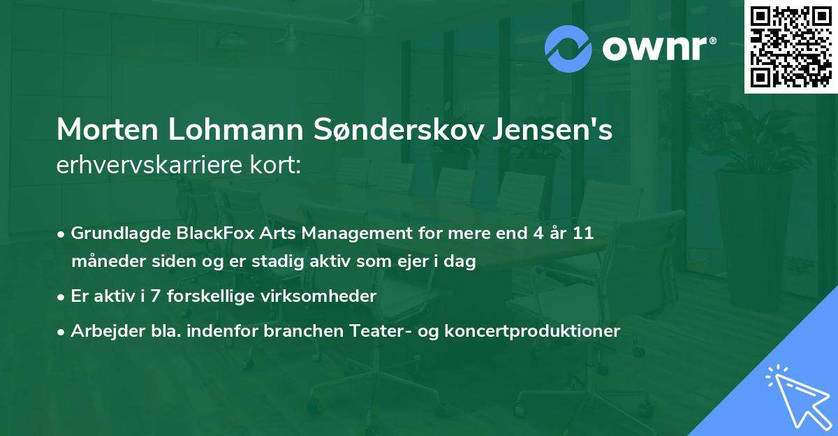 Morten Lohmann Sønderskov Jensen's erhvervskarriere kort