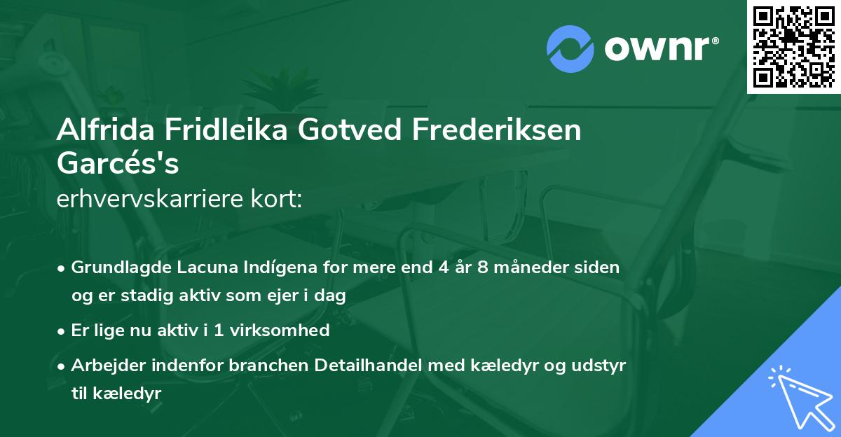 Alfrida Fridleika Gotved Frederiksen Garcés's erhvervskarriere kort