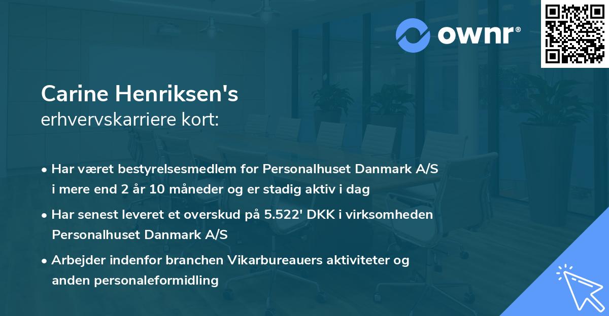 Carine Henriksen's erhvervskarriere kort