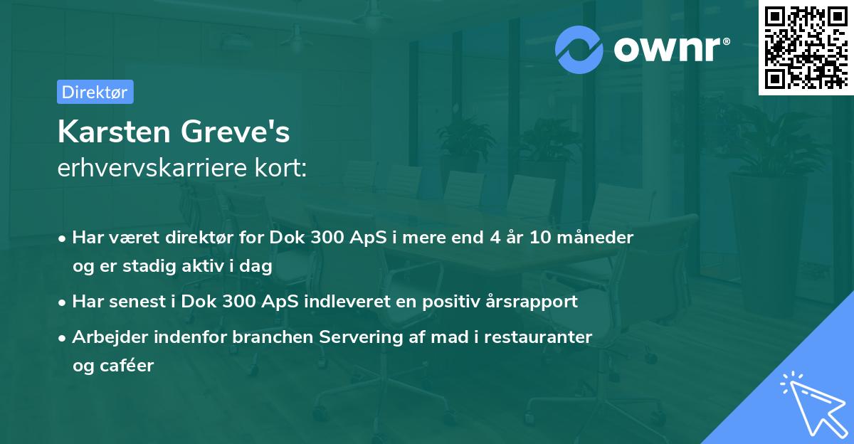 Karsten Greve's erhvervskarriere kort