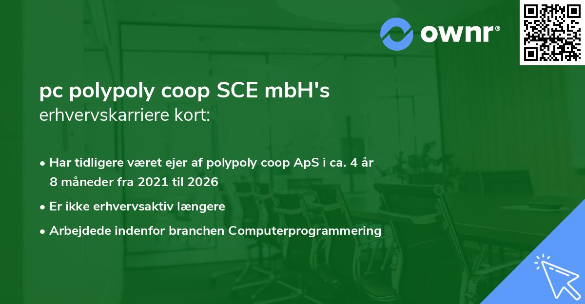 pc polypoly coop SCE mbH's erhvervskarriere kort