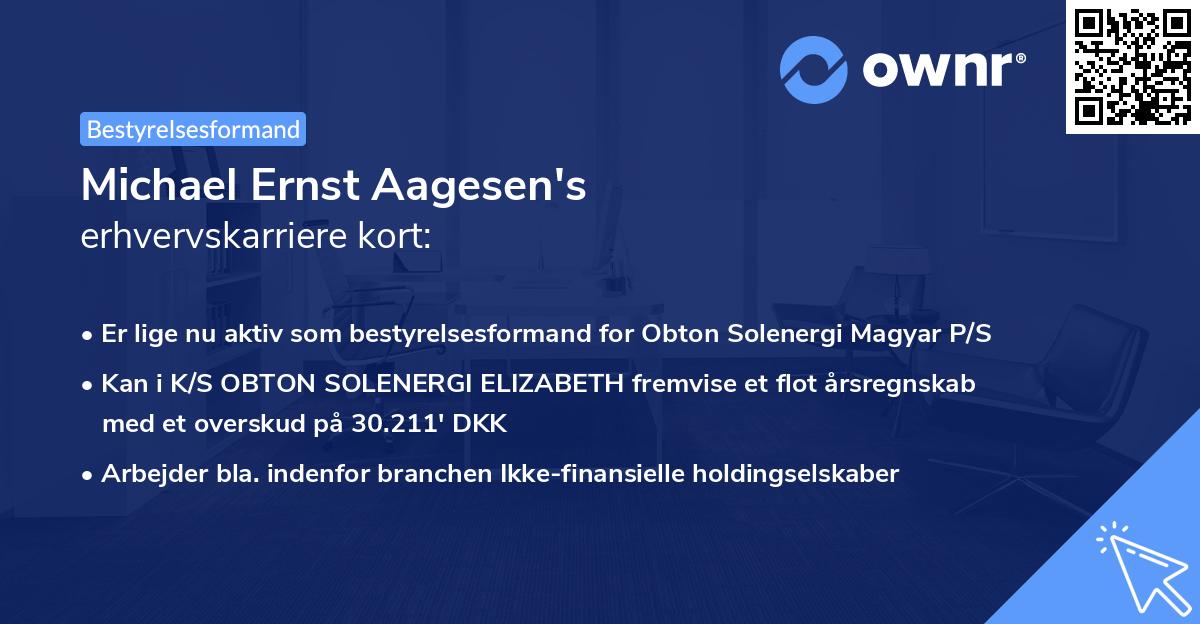 Michael Ernst Aagesen's erhvervskarriere kort