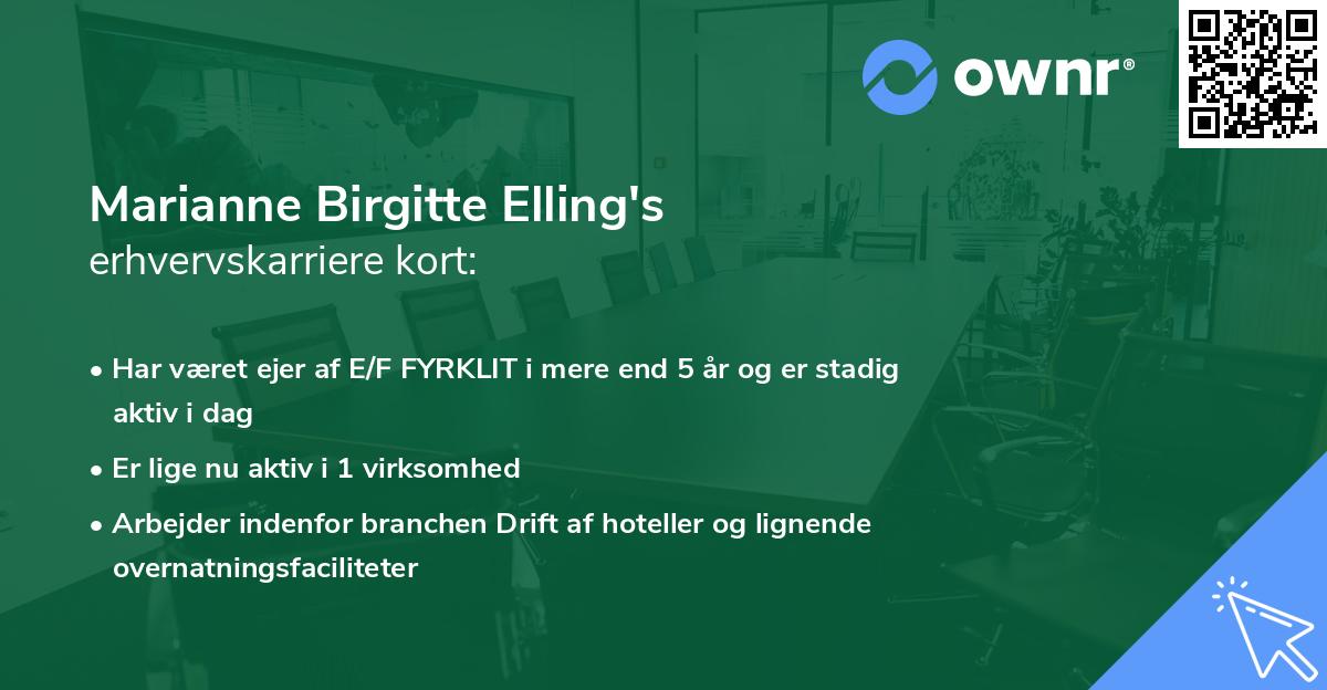 Marianne Birgitte Elling's erhvervskarriere kort