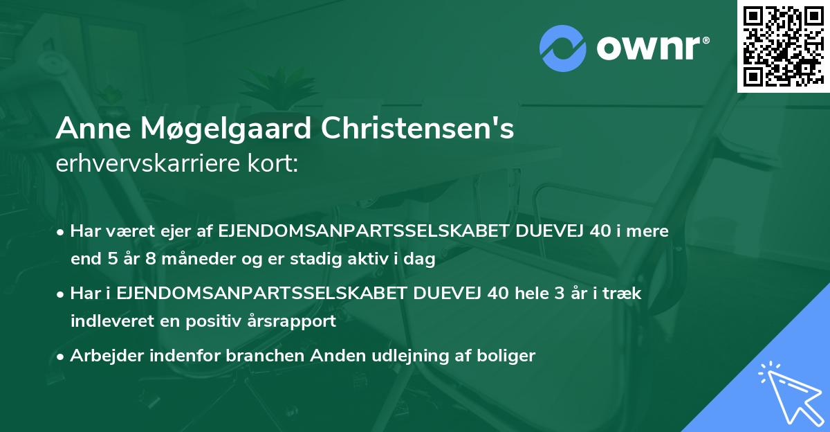 Anne Møgelgaard Christensen's erhvervskarriere kort