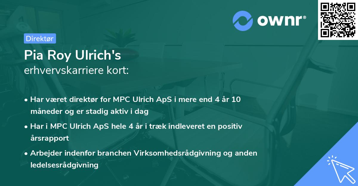 Pia Roy Ulrich's erhvervskarriere kort