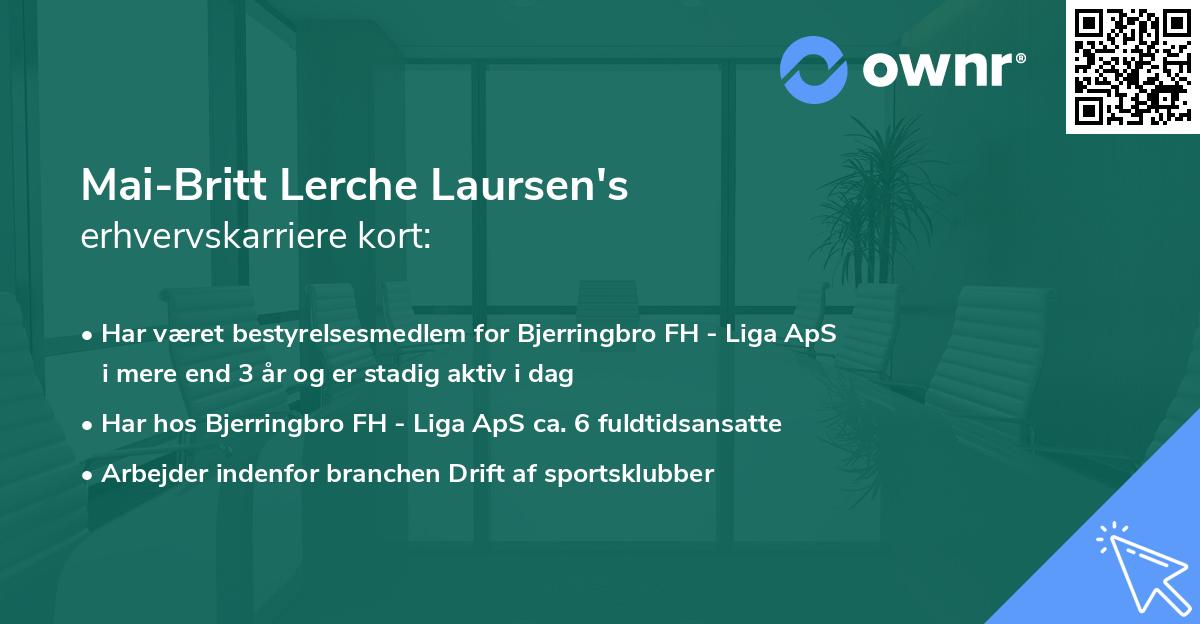 Mai-Britt Lerche Laursen's erhvervskarriere kort