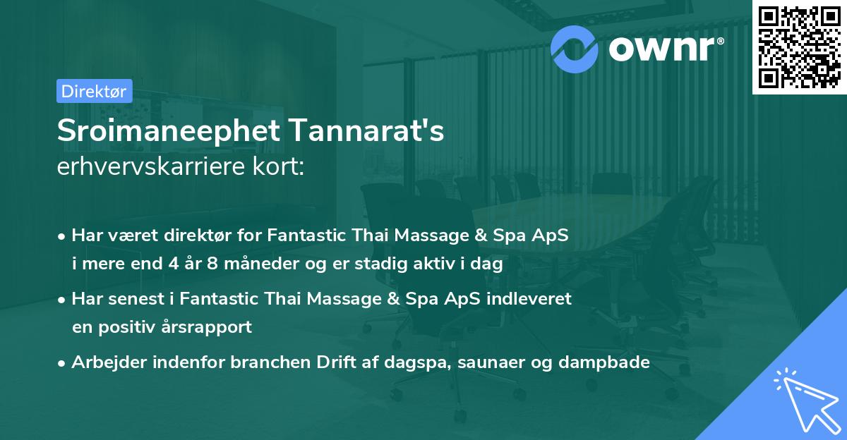 Sroimaneephet Tannarat's erhvervskarriere kort