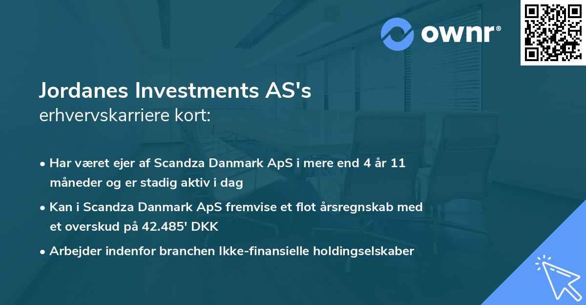 Jordanes Investments AS's erhvervskarriere kort