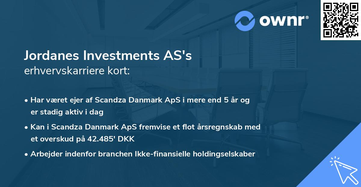 Jordanes Investments AS's erhvervskarriere kort