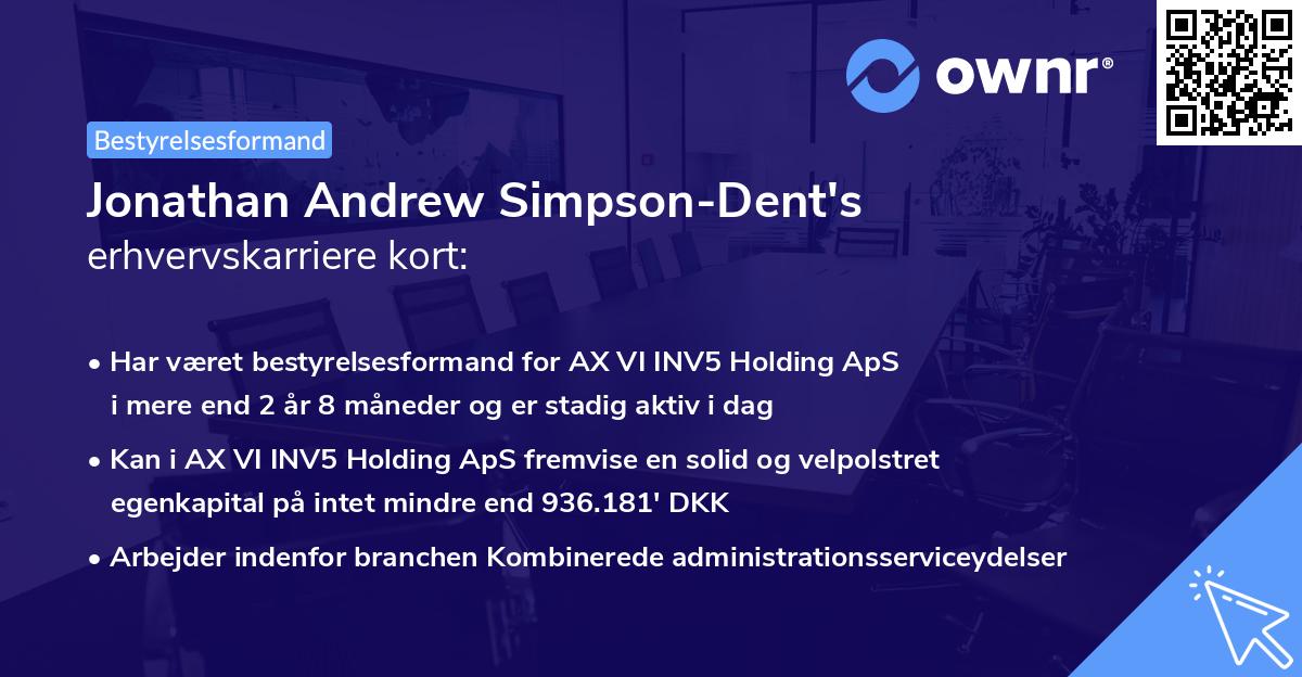 Jonathan Andrew Simpson-Dent's erhvervskarriere kort