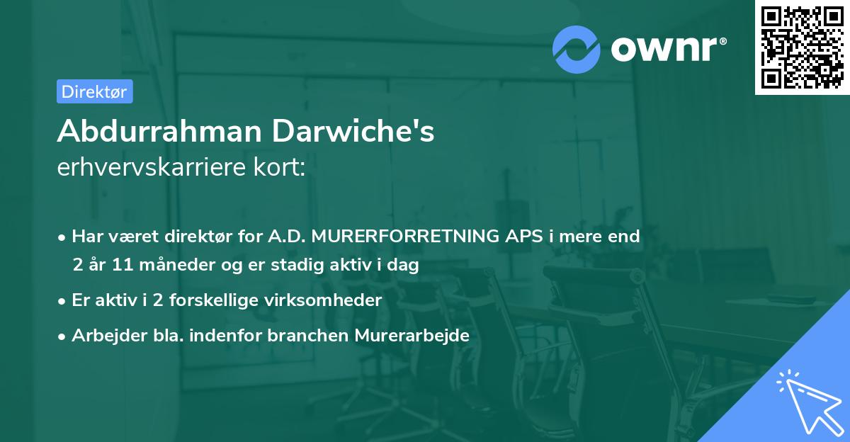 Abdurrahman Darwiche's erhvervskarriere kort
