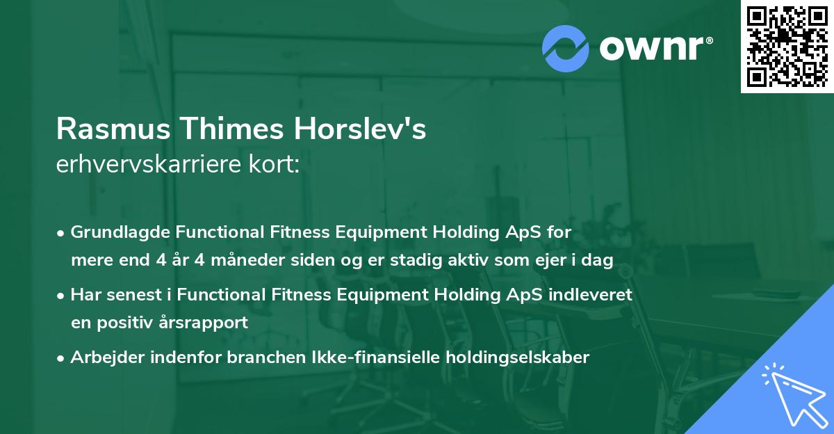 Rasmus Thimes Horslev's erhvervskarriere kort