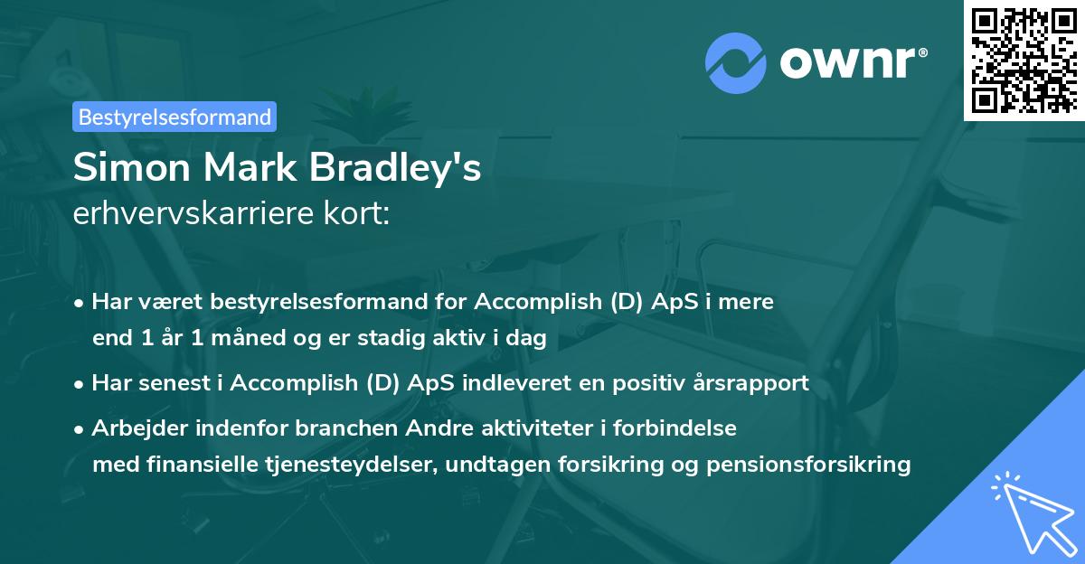 Simon Mark Bradley's erhvervskarriere kort