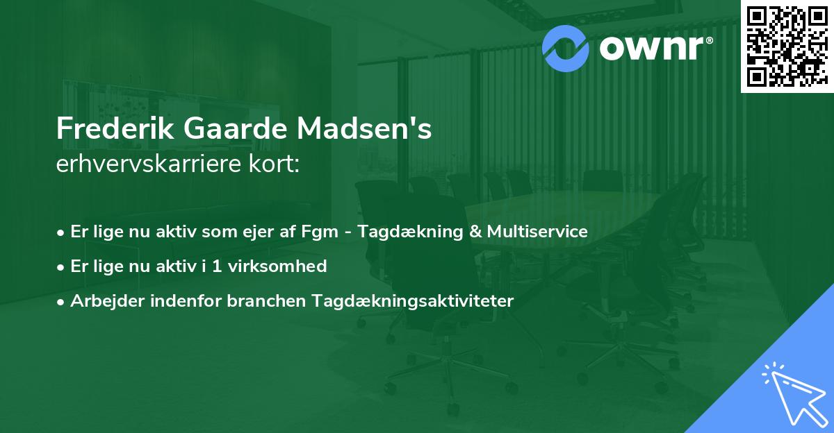Frederik Gaarde Madsen's erhvervskarriere kort