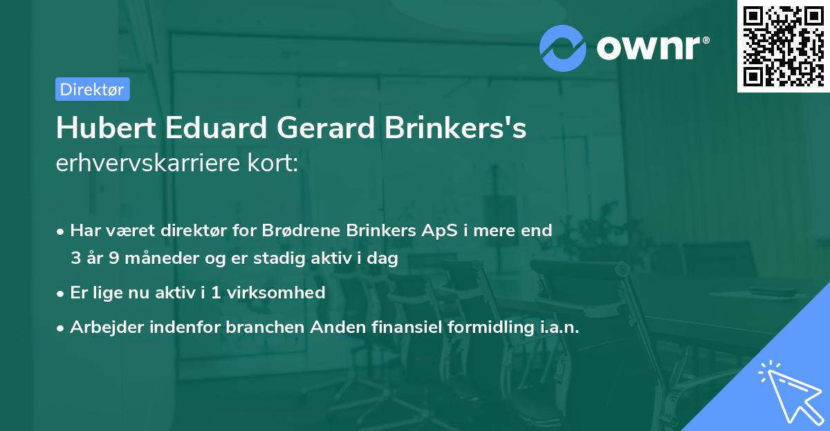 Hubert Eduard Gerard Brinkers's erhvervskarriere kort