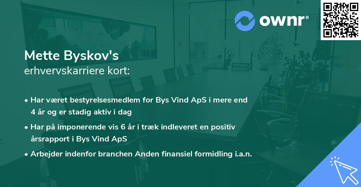 Mette Byskov's erhvervskarriere kort