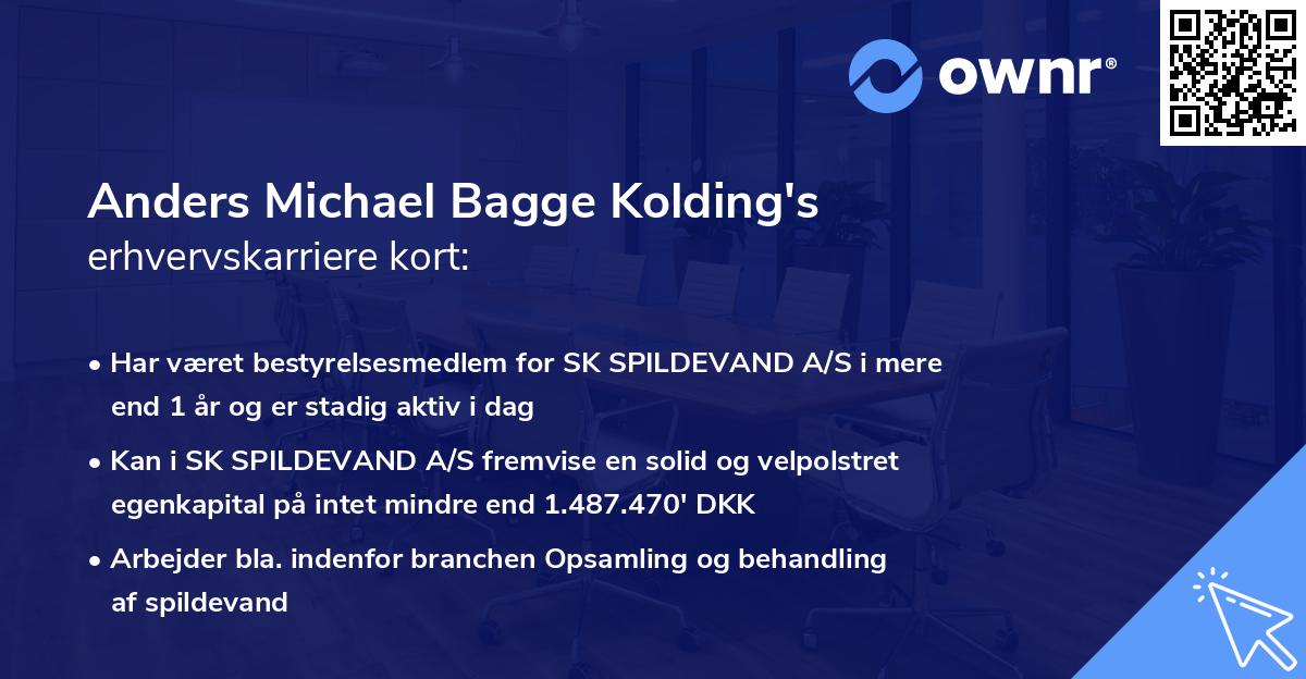Anders Michael Bagge Kolding's erhvervskarriere kort
