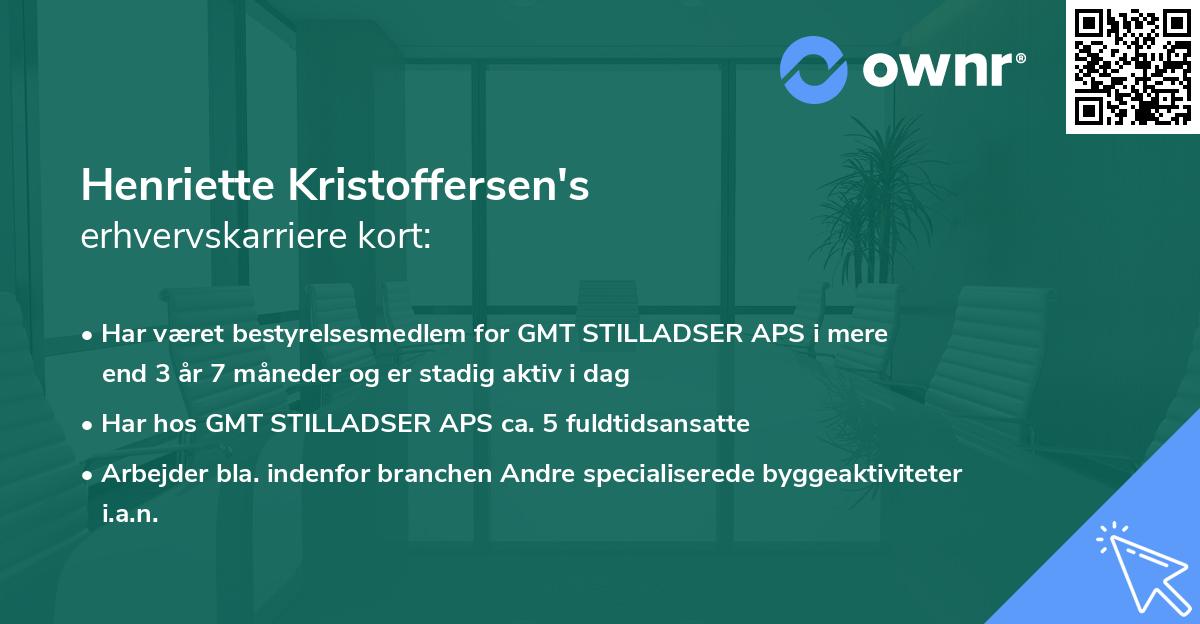 Henriette Kristoffersen's erhvervskarriere kort