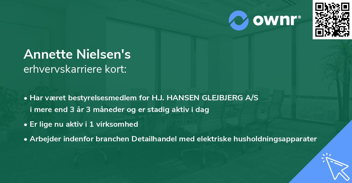 Annette Nielsen's erhvervskarriere kort