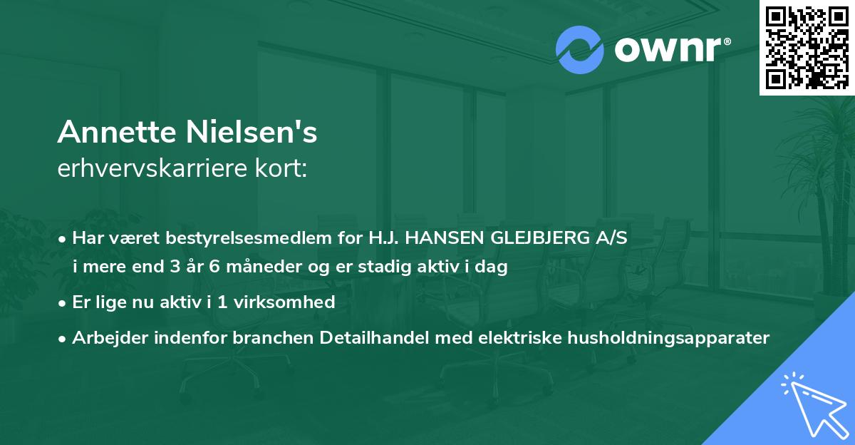 Annette Nielsen's erhvervskarriere kort