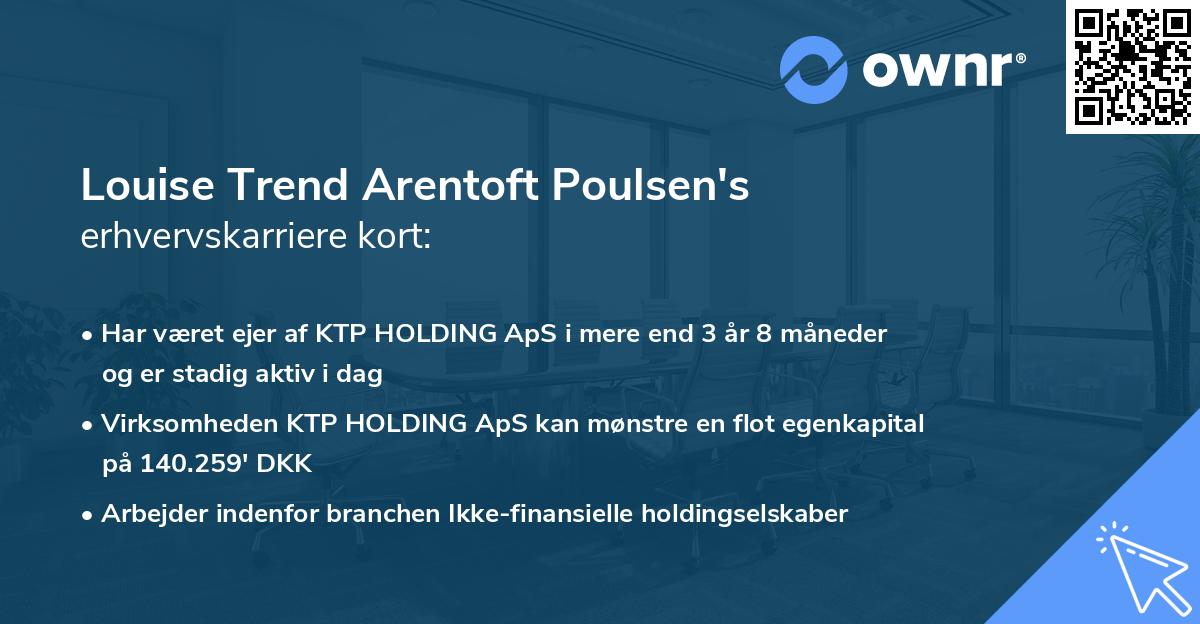 Louise Trend Arentoft Poulsen's erhvervskarriere kort