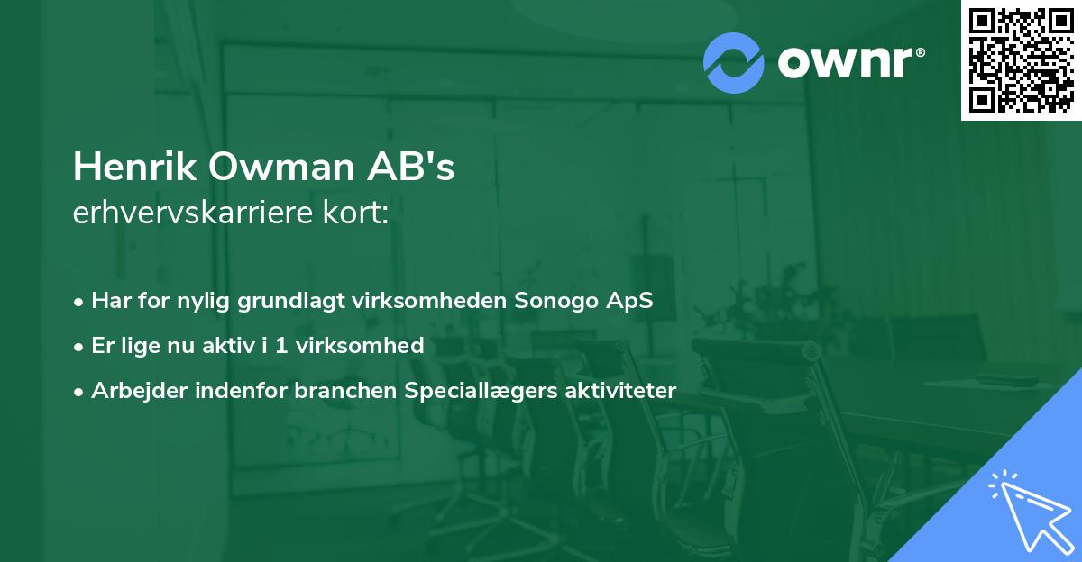 Henrik Owman AB's erhvervskarriere kort