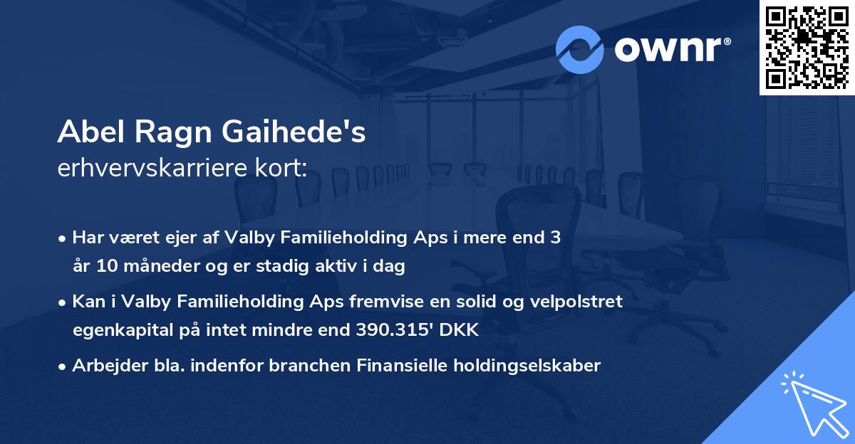 Abel Ragn Gaihede's erhvervskarriere kort