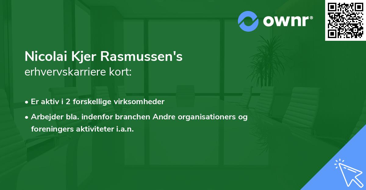 Nicolai Kjer Rasmussen's erhvervskarriere kort