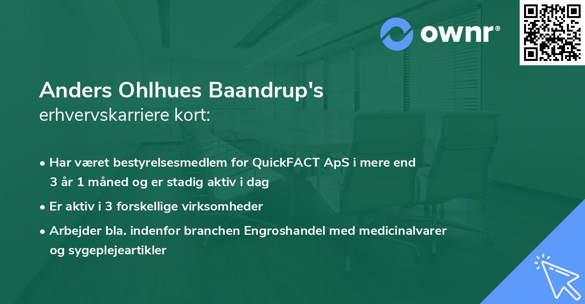 Anders Ohlhues Baandrup's erhvervskarriere kort