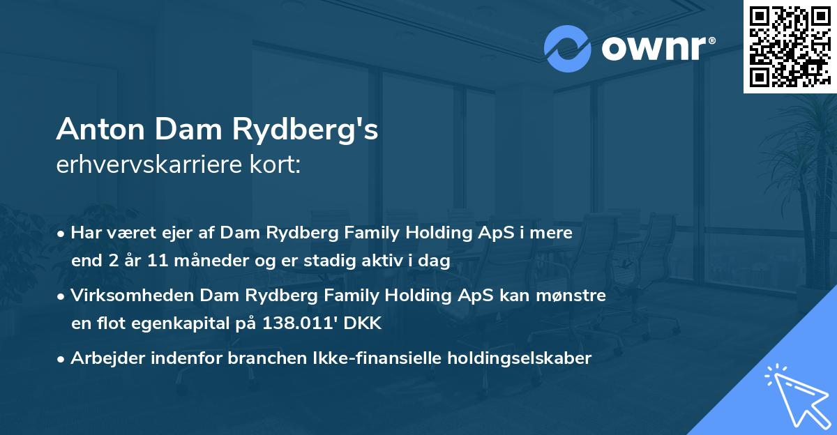 Anton Dam Rydberg's erhvervskarriere kort