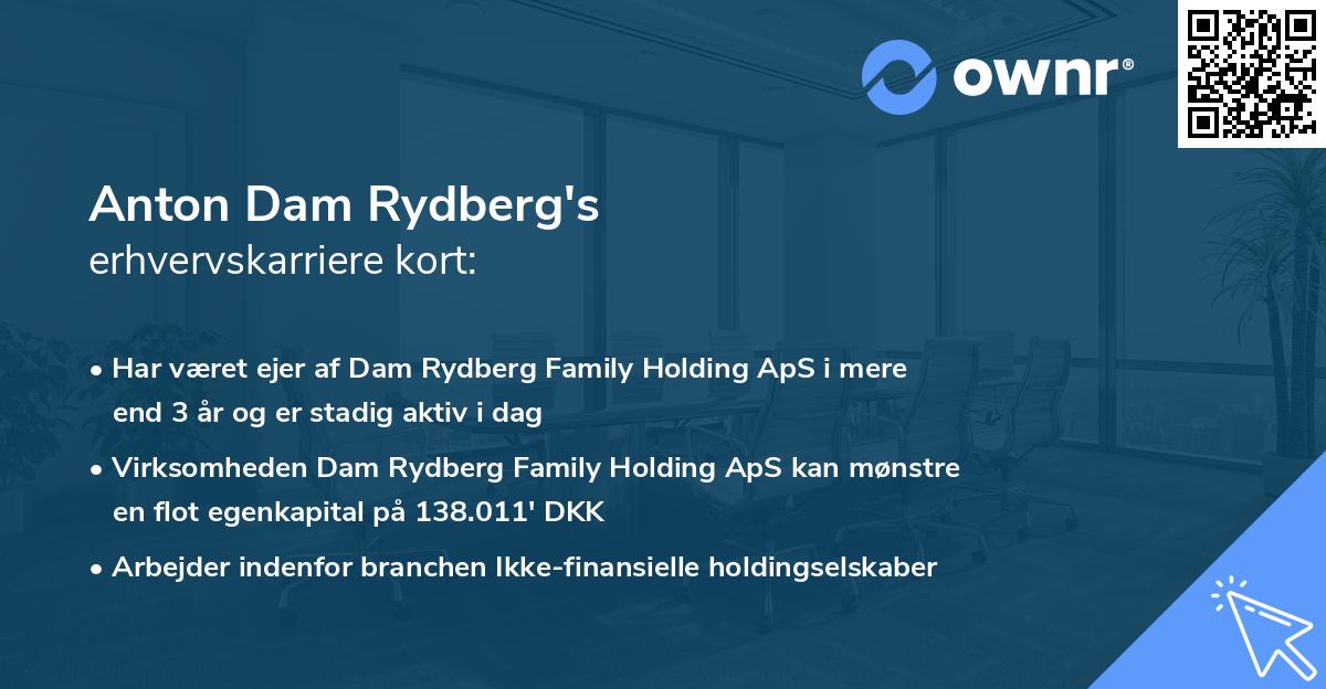 Anton Dam Rydberg's erhvervskarriere kort