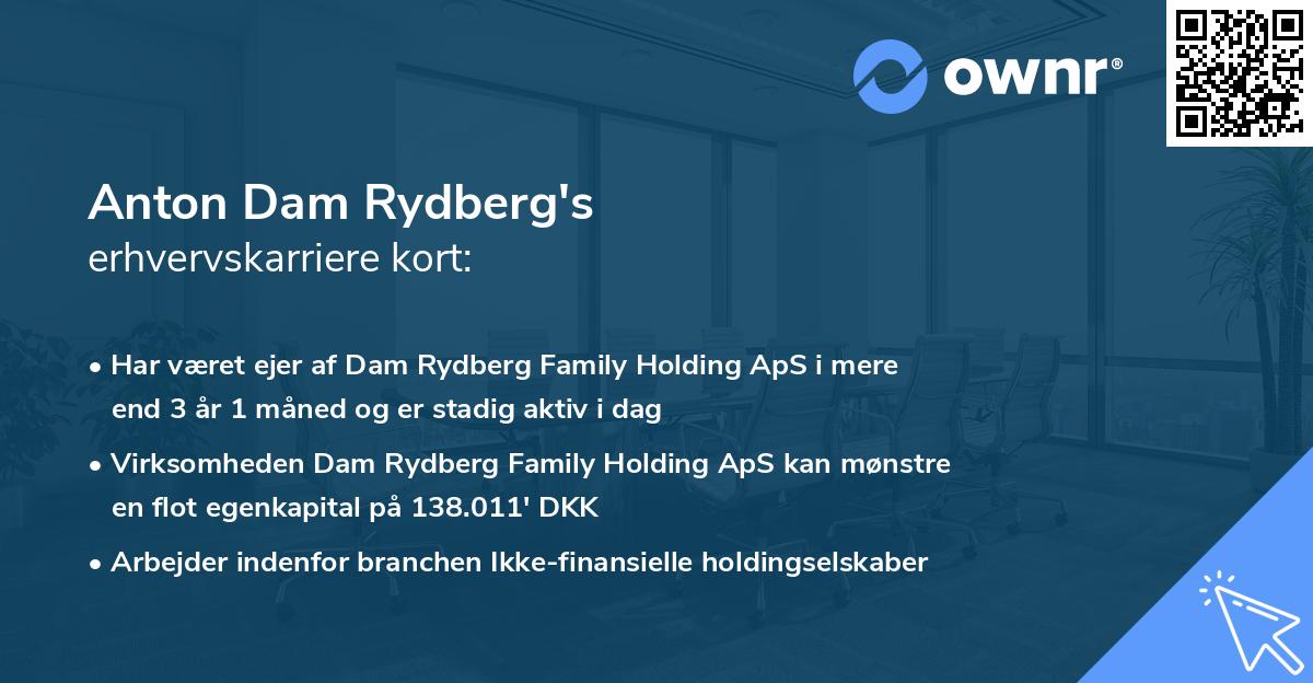 Anton Dam Rydberg's erhvervskarriere kort