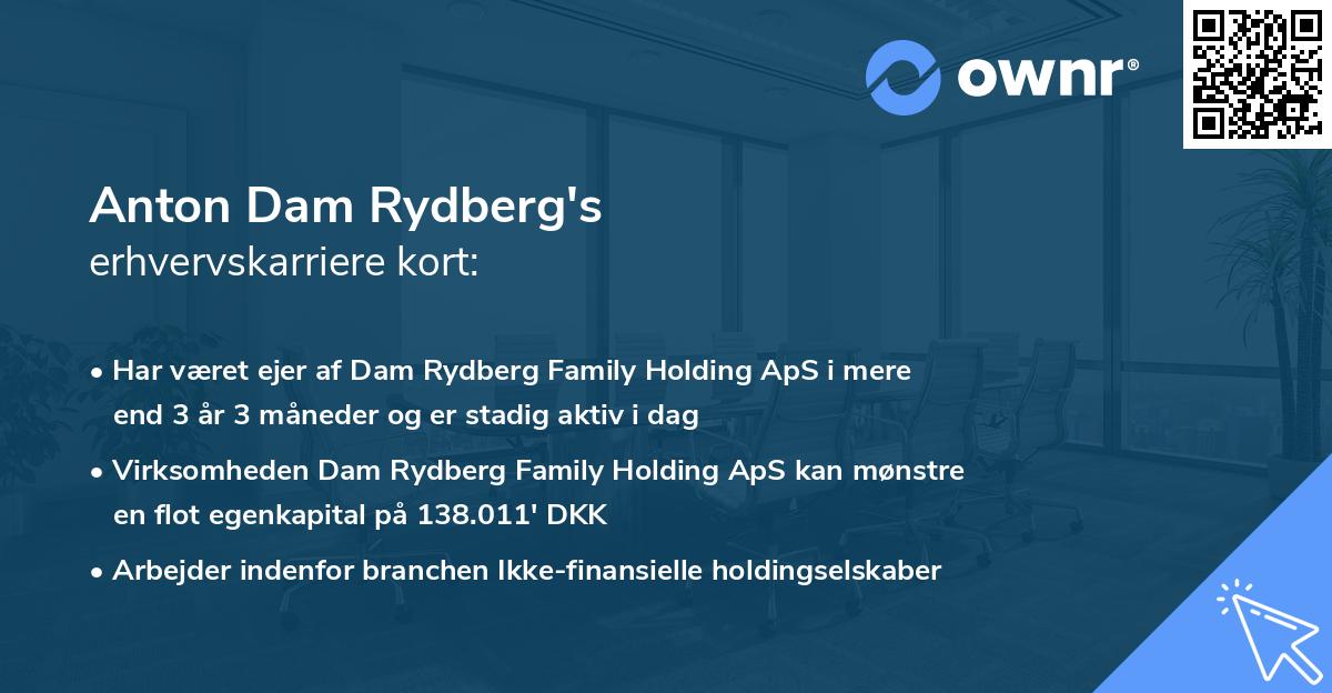 Anton Dam Rydberg's erhvervskarriere kort