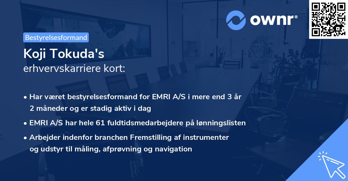 Koji Tokuda's erhvervskarriere kort