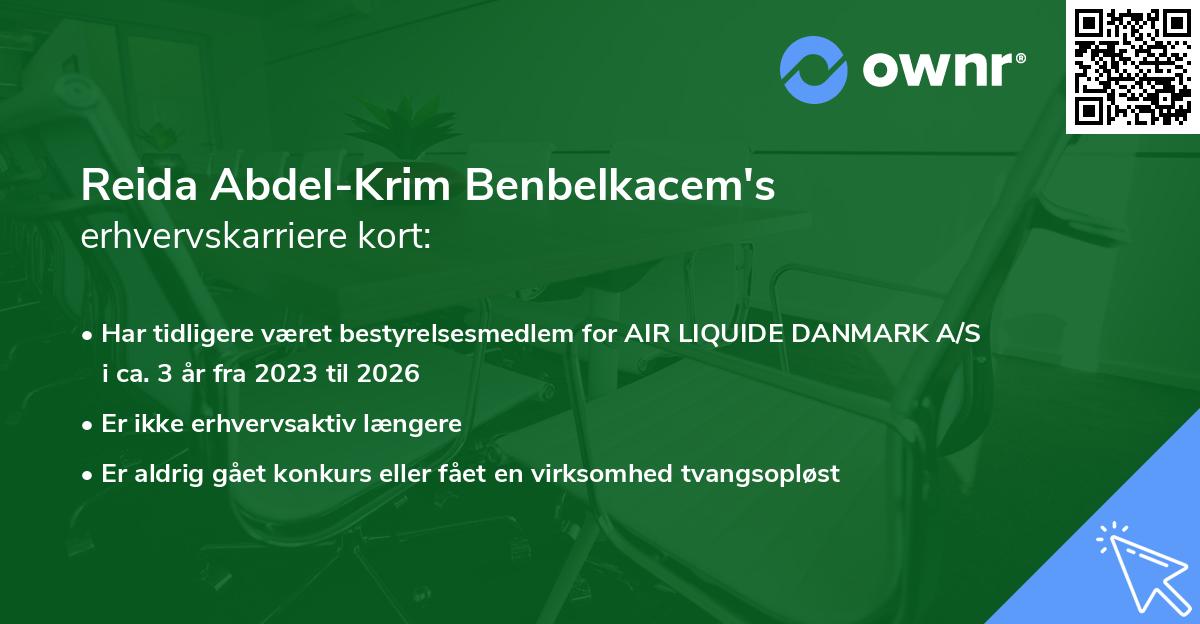 Reida Abdel-Krim Benbelkacem's erhvervskarriere kort