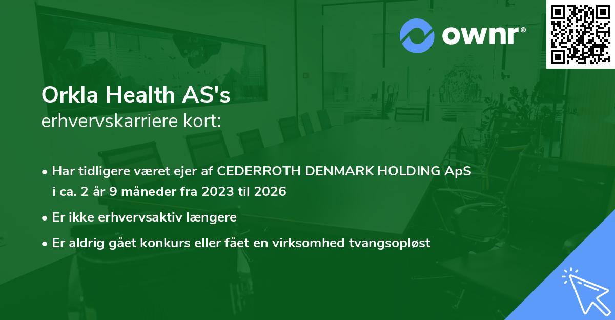 Orkla Health AS's erhvervskarriere kort