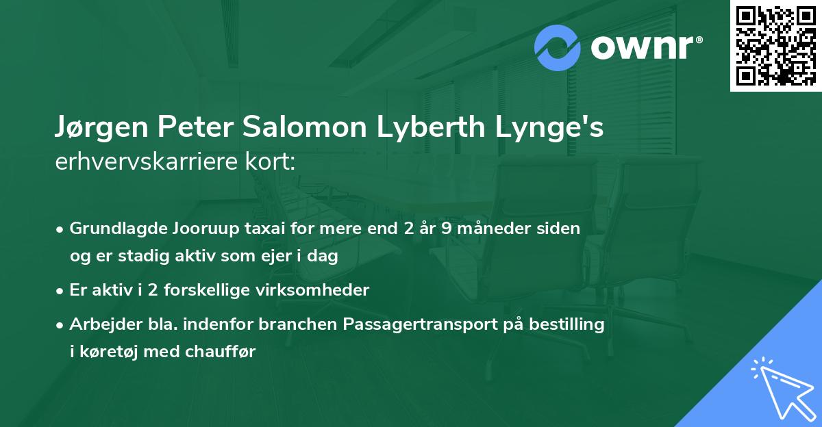 Jørgen Peter Salomon Lyberth Lynge's erhvervskarriere kort