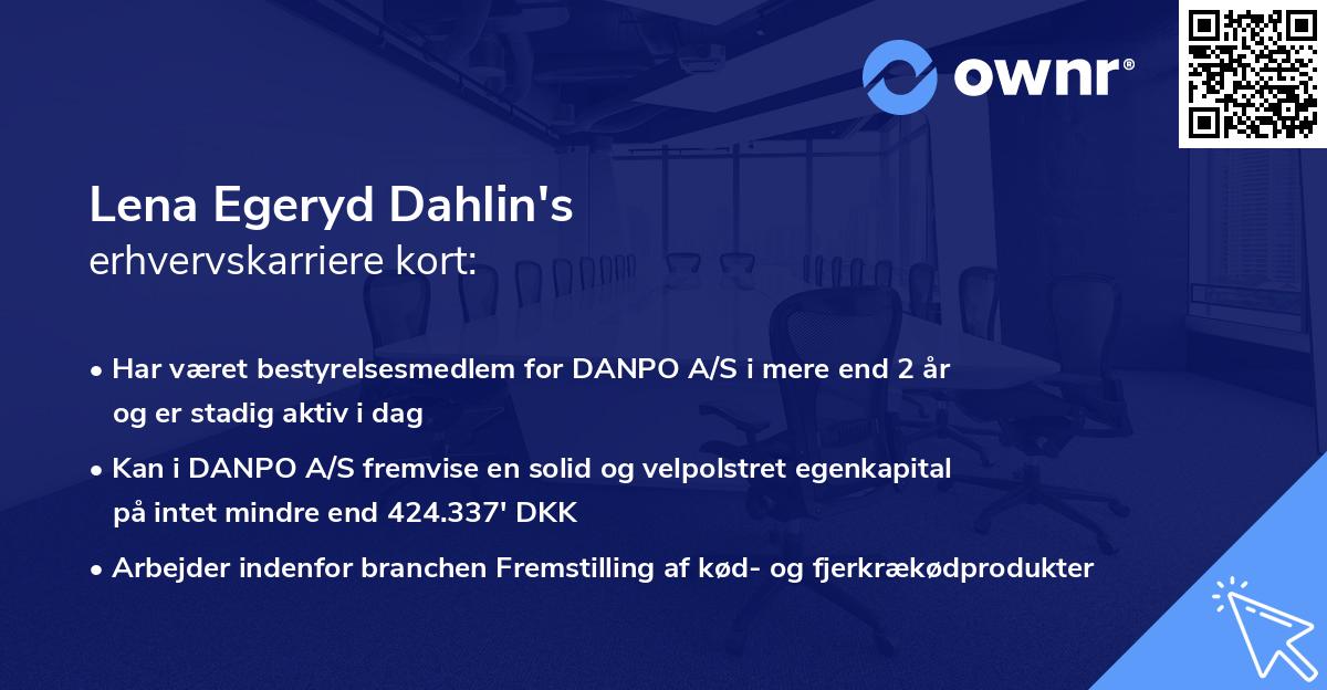 Lena Egeryd Dahlin's erhvervskarriere kort