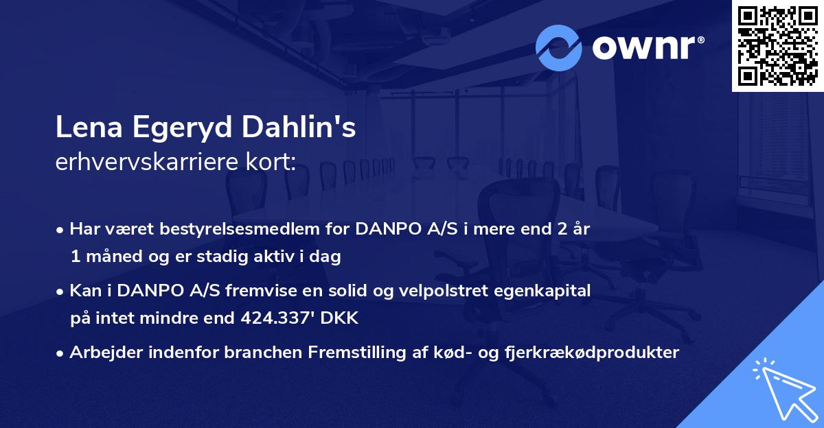 Lena Egeryd Dahlin's erhvervskarriere kort