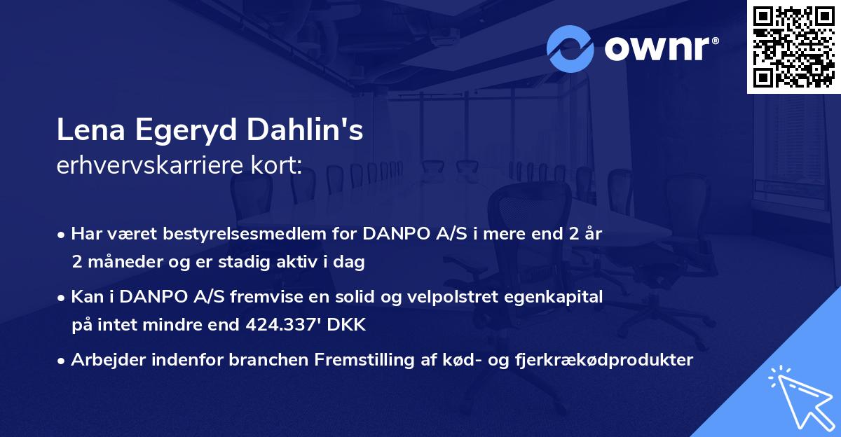 Lena Egeryd Dahlin's erhvervskarriere kort